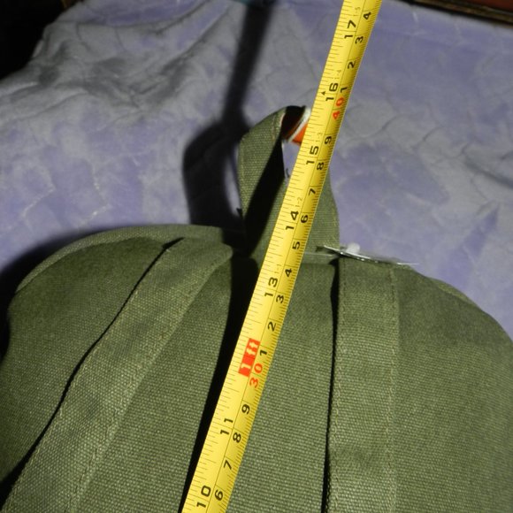 Aeropostale 18" Logo Canvas Backpack Olive Green Orange Leather NEW/NWT - Picture 12 of 15